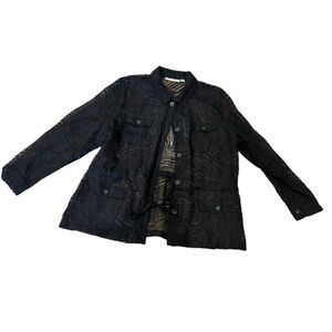 Bamboo Traders Women’s Black Sheer Button Up Top Pockets Long Sleeve XLarge